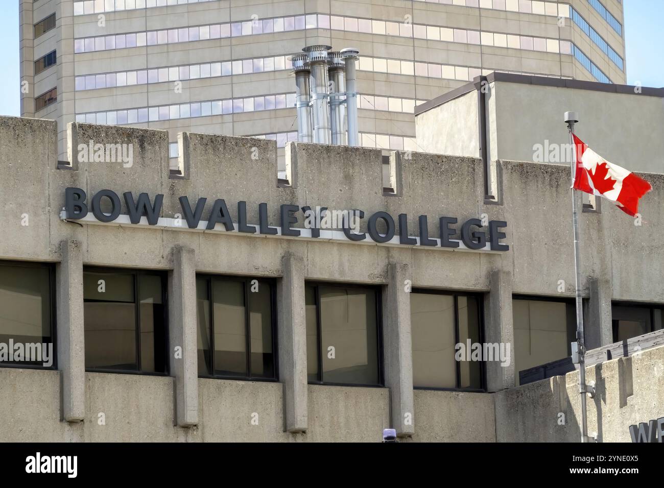 Calgary, Alberta, Canada. 2 luglio 2023. Cartello del Bow Valley College. Un college pubblico canadese, governato da un Consiglio di amministrazione situato a Calgary, Alberta, che opera come un Foto Stock