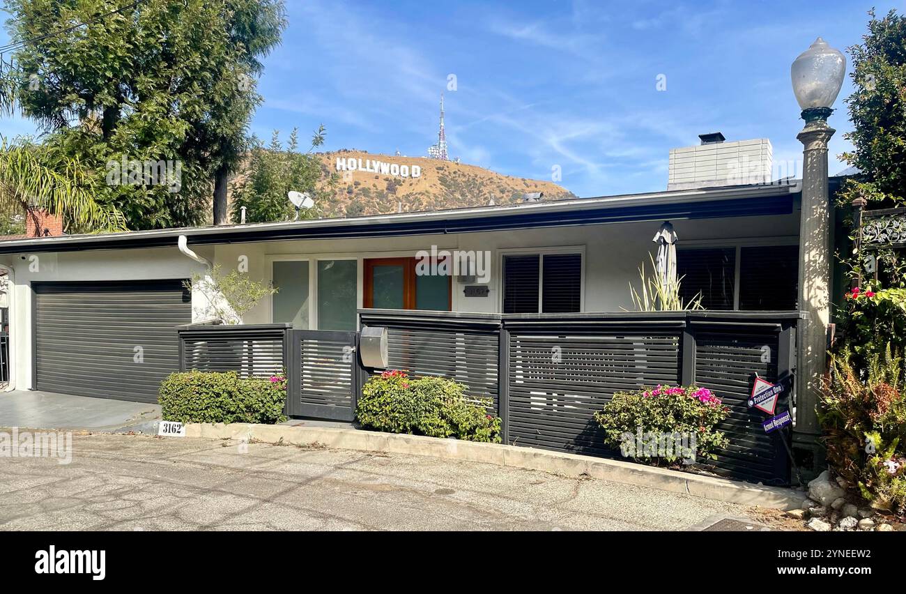 Insegna di Hollywood, Hollywood, colline, casa Beachwood Canyon, Hollywood, Los Angeles, California, Stati Uniti Foto Stock