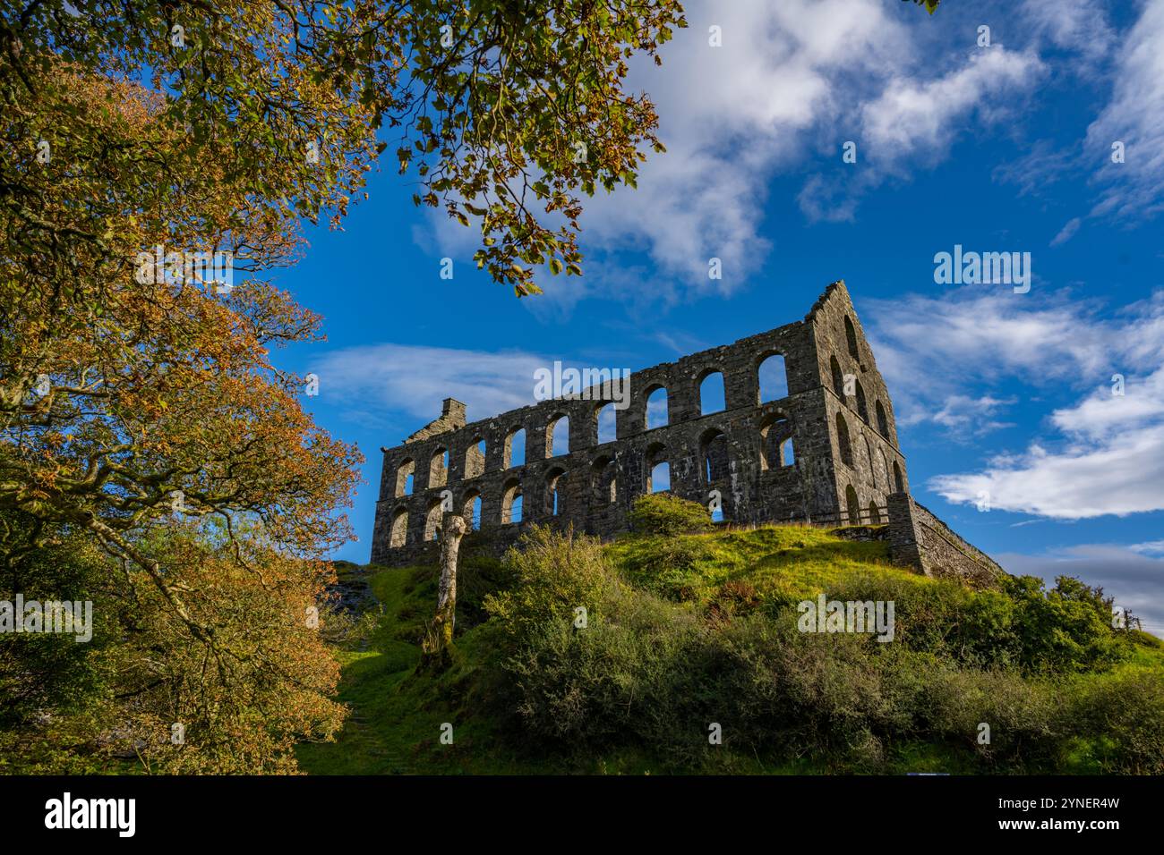 Ynysypandy Slate Mill a Cwm Ystradllyn Snowdonia, Galles del Nord Foto Stock