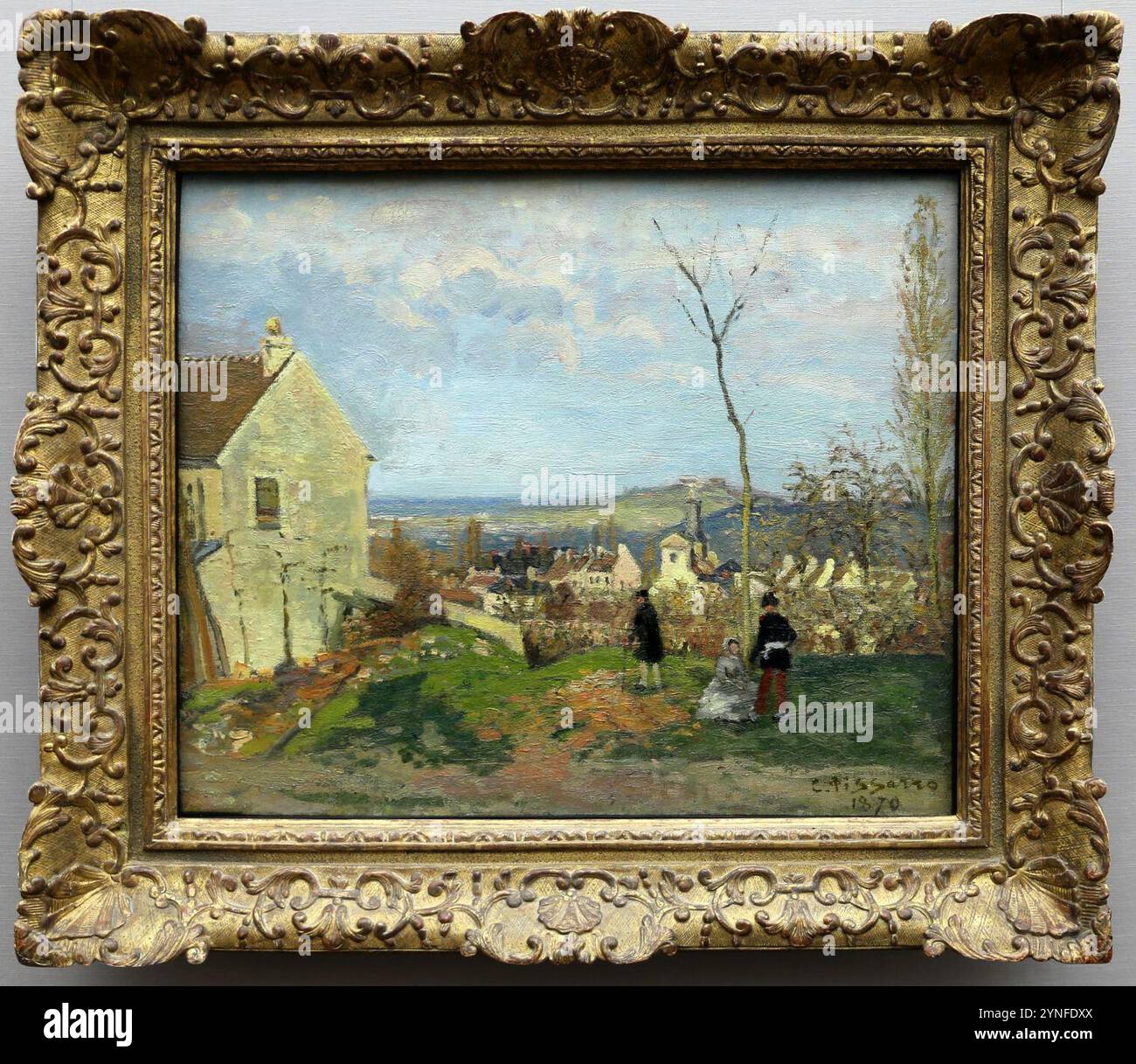 Camille pisarro, louveciennes con monte valérien sullo sfondo, 1870. Foto Stock