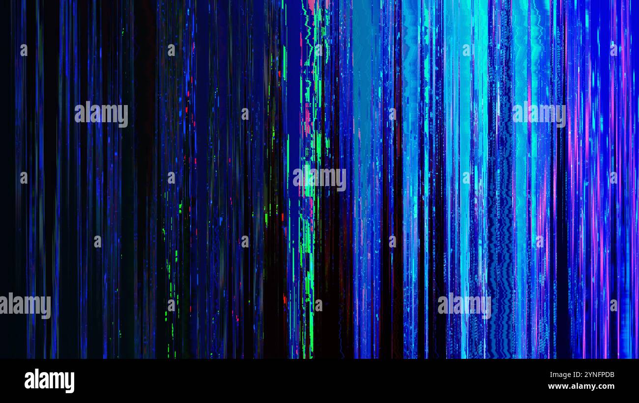 Design esclusivo errore di brillamento disturbo pixel digitale astratto danni video . Monitor o schermo TV. Forte rumore causato da segnale scadente. Il display mostra un rumore insoddisfacente. Foto Stock