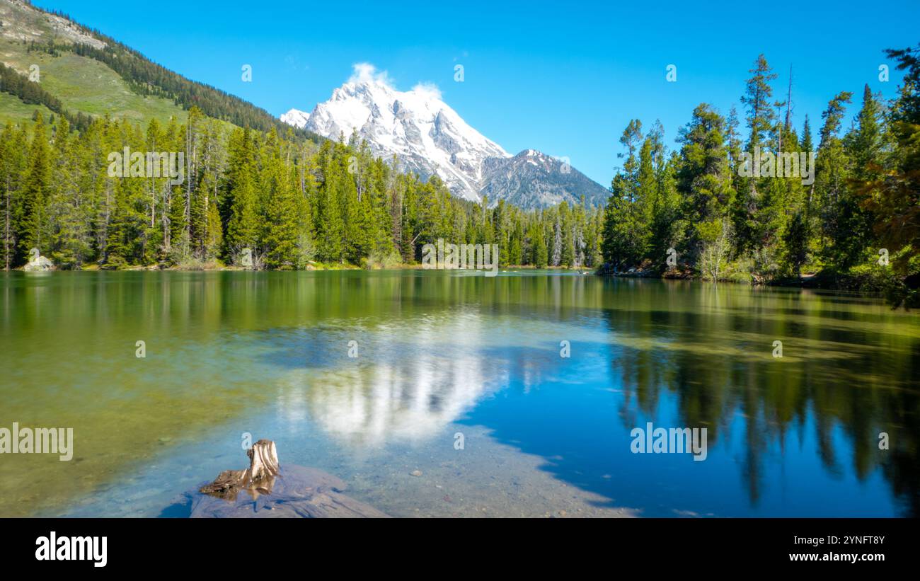 Montagne e lago al Grand Teton National Park Foto Stock
