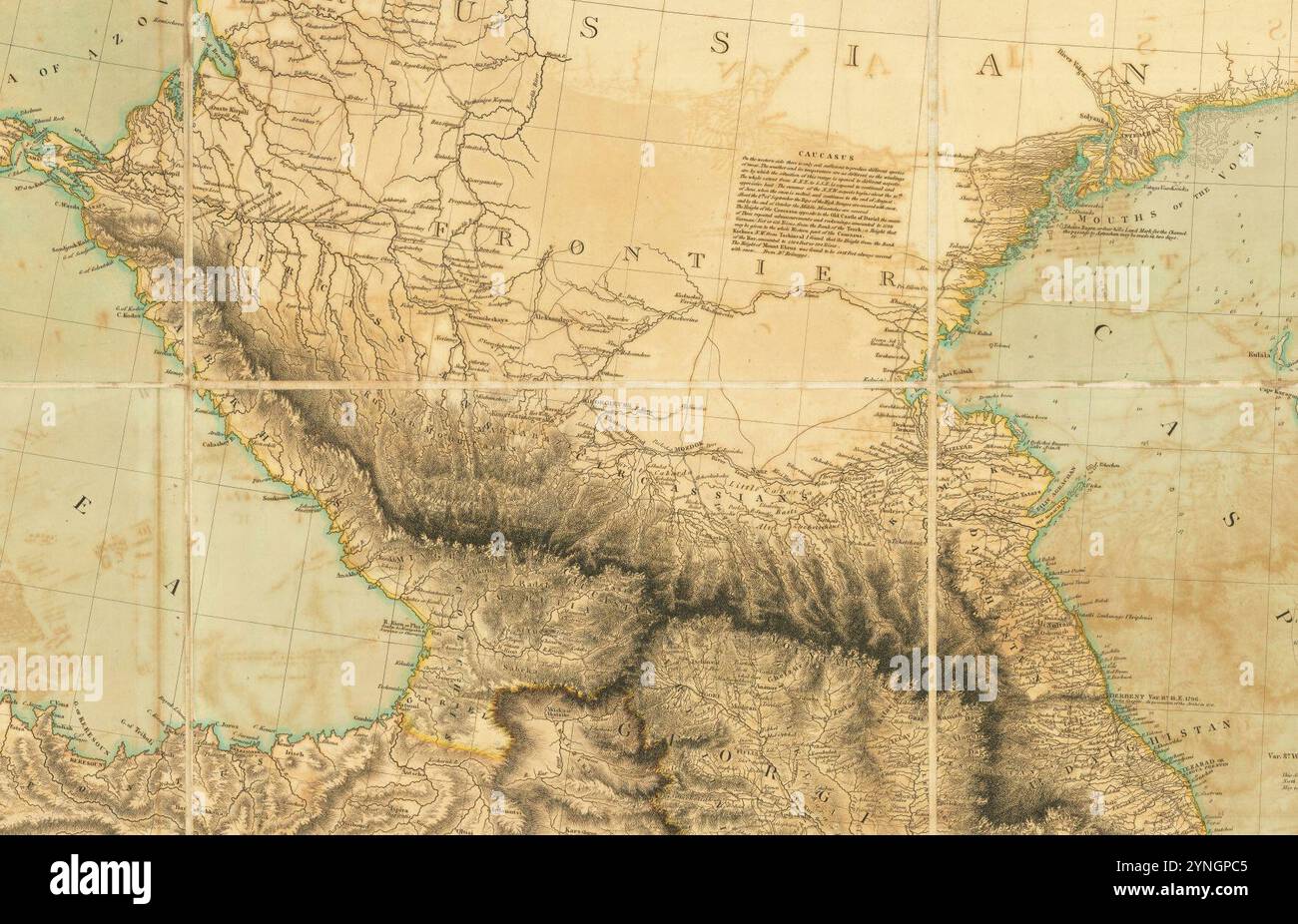 Caucaso estratto dalla mappa «linee dei paesi tra Delhi e Costantinopoli di A. Arrowsmith 1814. Aggiunte a 1816». Foto Stock