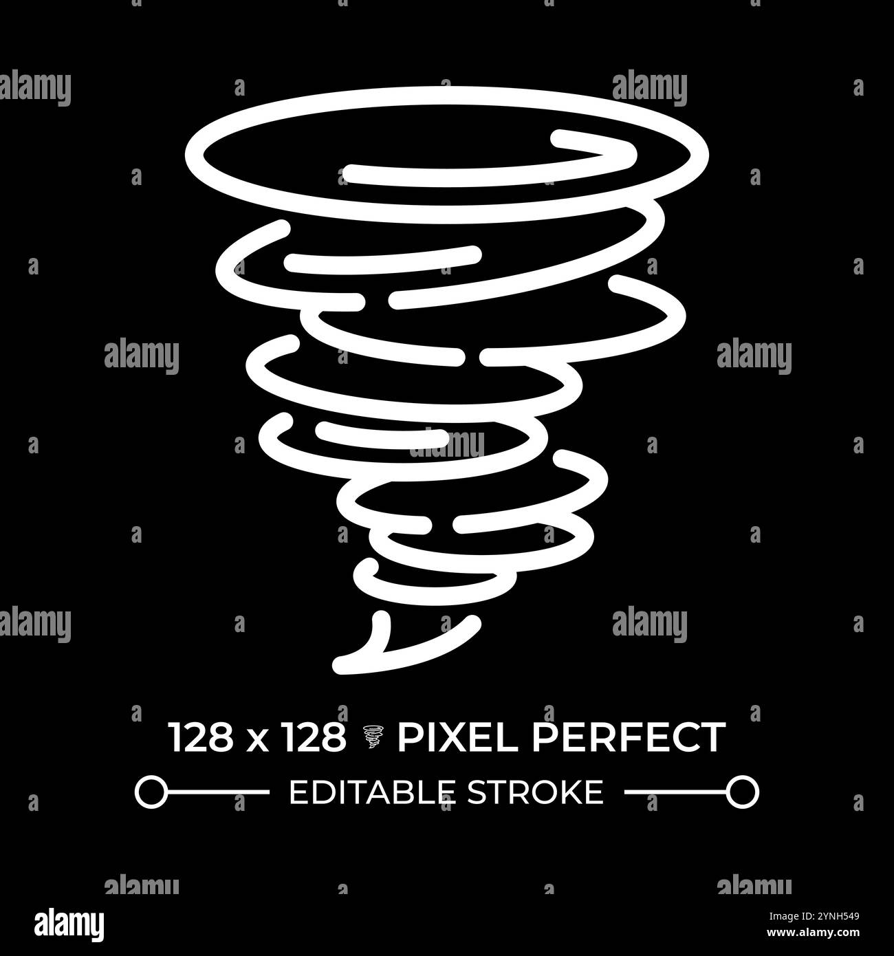 Icona lineare bianco tornado per tema scuro Illustrazione Vettoriale