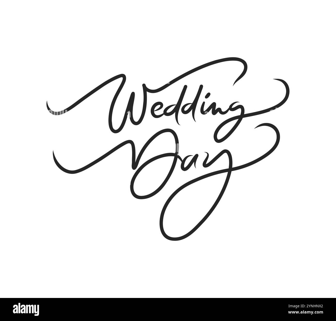 Tessera per il giorno del matrimonio. Citazione positiva disegnata a mano. Calligrafia a pennello moderno. Isolato su sfondo bianco Illustrazione Vettoriale