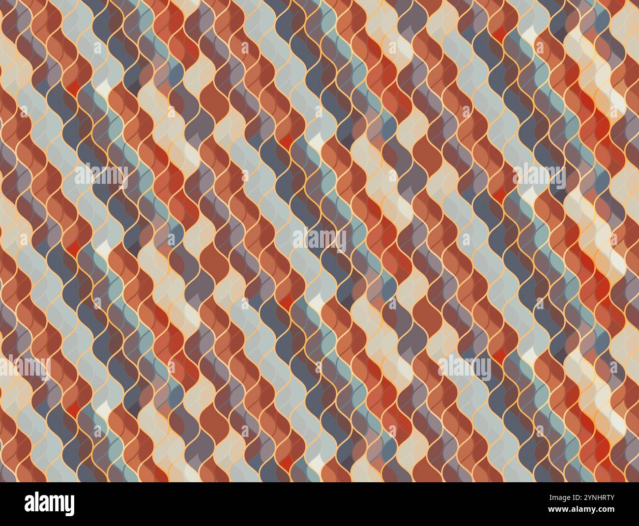 Motivo astratto senza cuciture con mosaico di forme ondulate Illustrazione Vettoriale