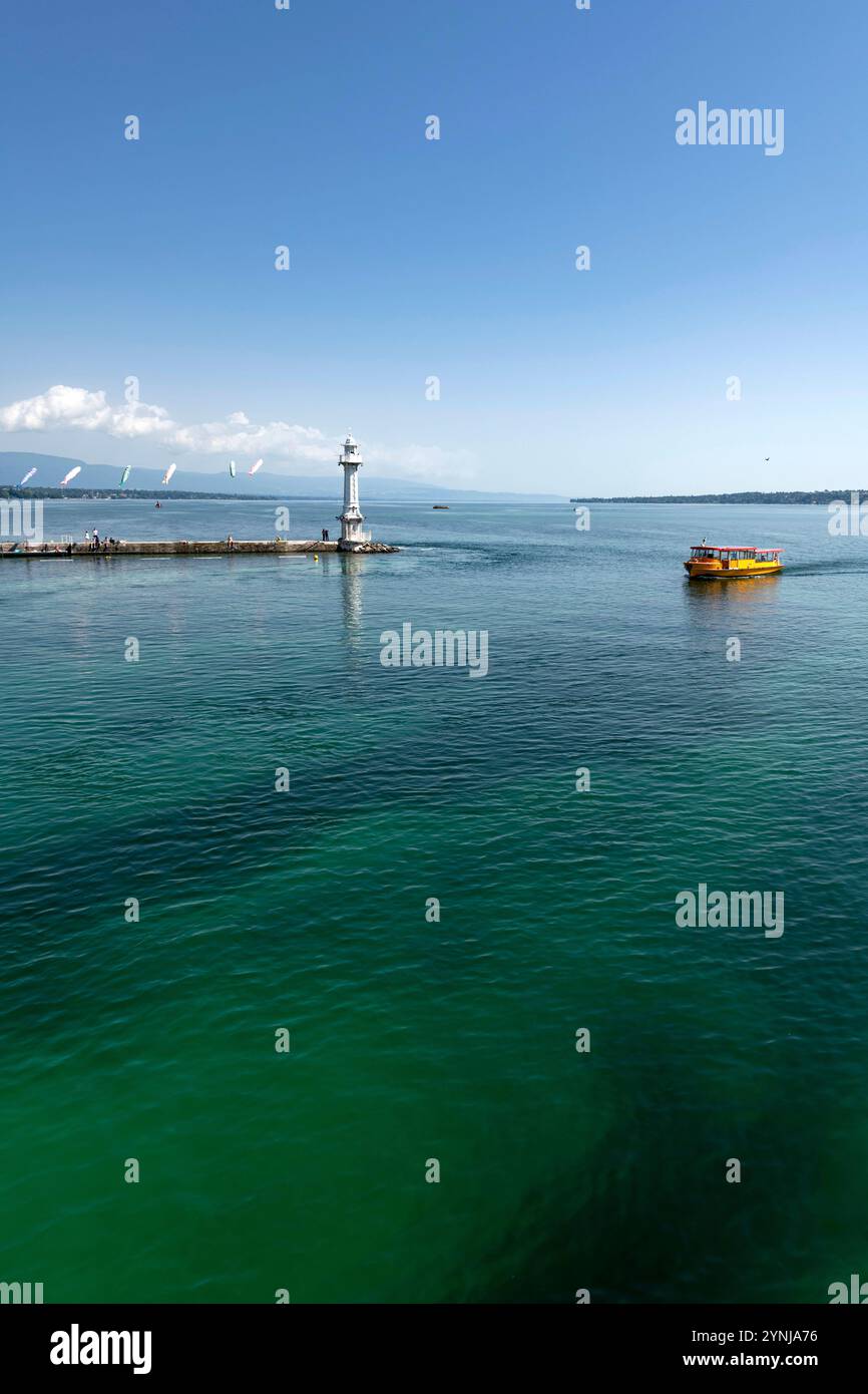 Svizzera, Svizzera, Canton Genève, Kanton Genf, cantone di Ginevra, Genève, Genf, Ginevra, ville, Stadt, città, città, Lac Léman, Genfer SEE, Foto Stock