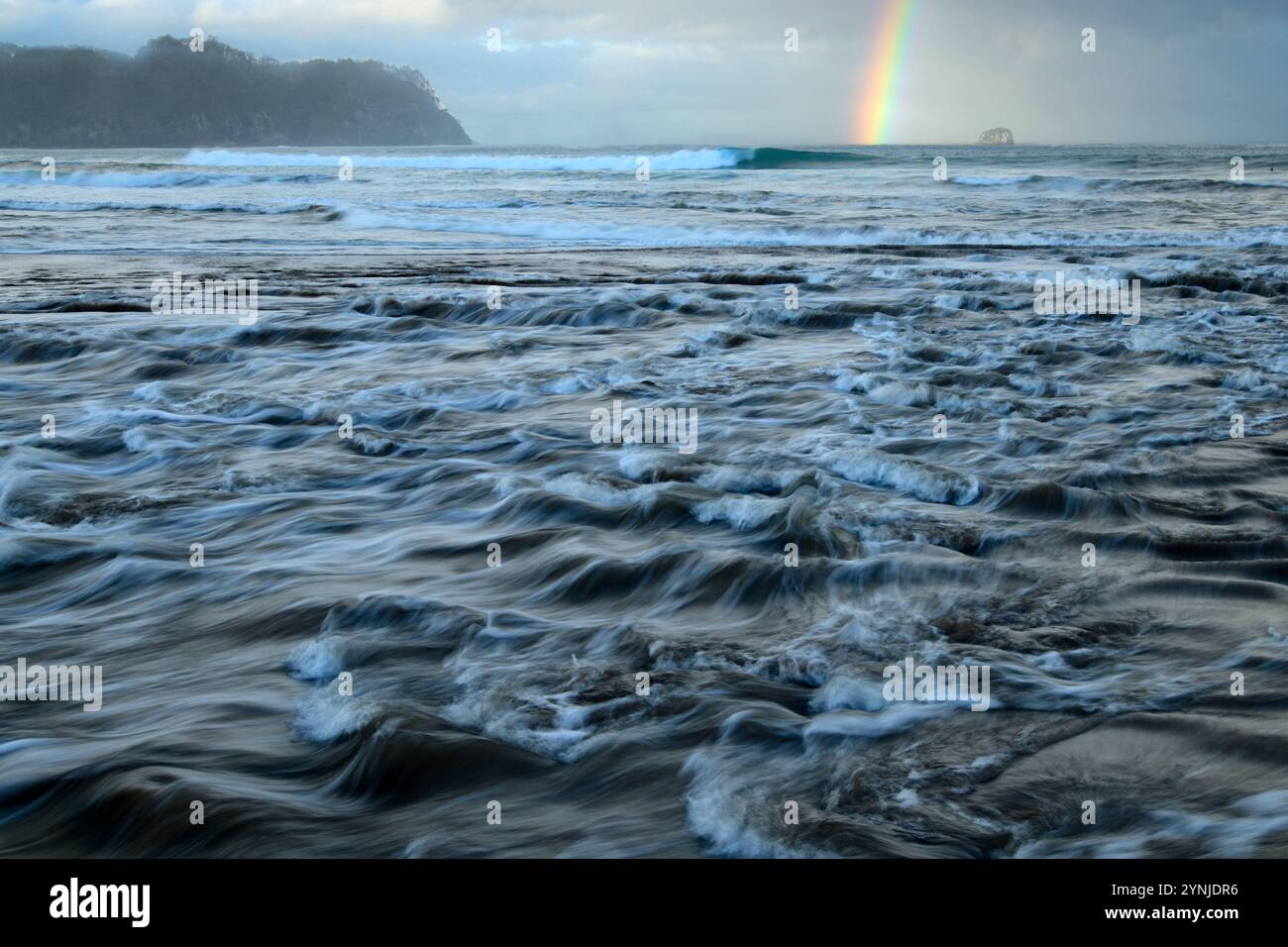 Nuova Zelanda, Isola del Nord, Penisola di Coromandel, Whitianga, Spiaggia di acqua calda Foto Stock