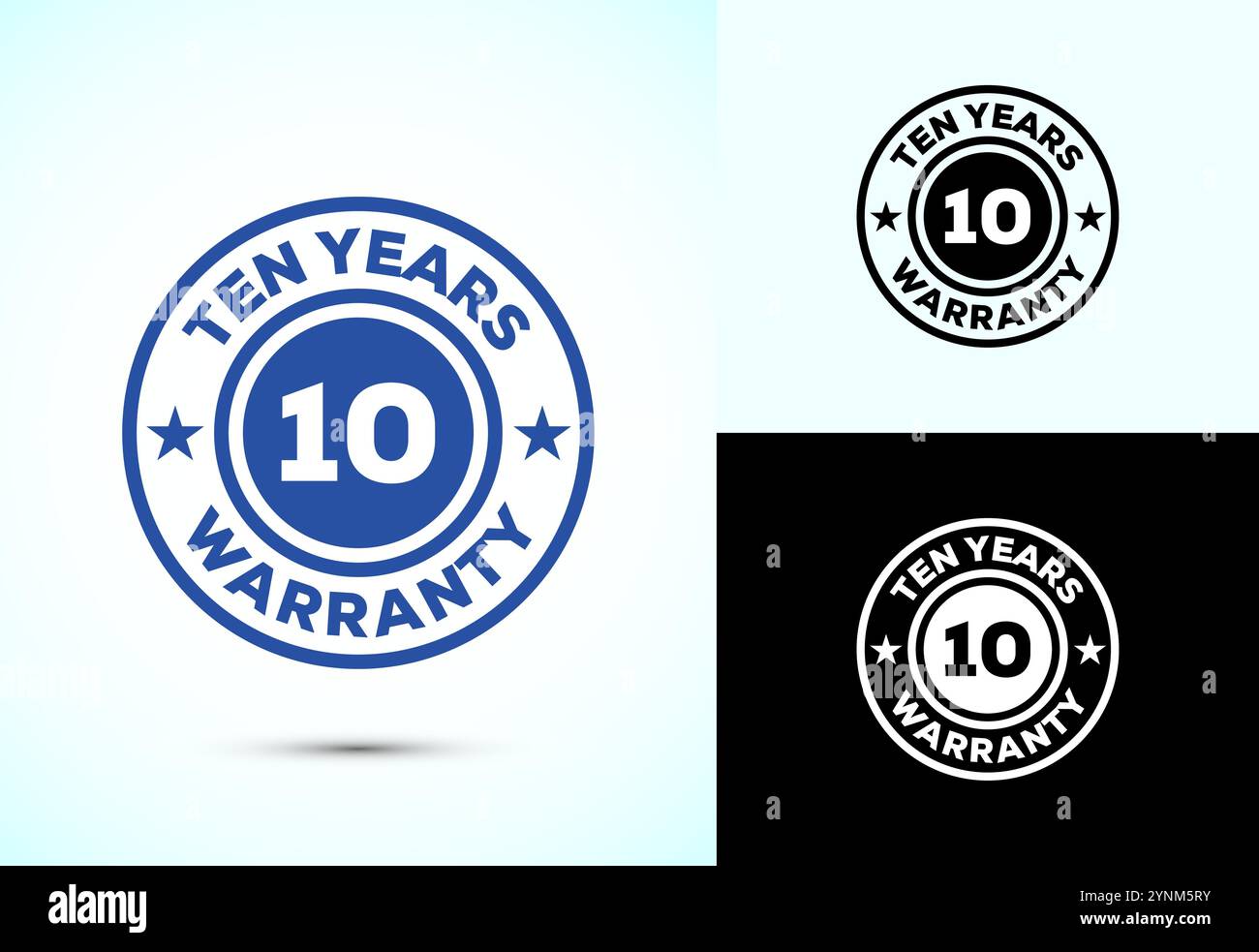 Logo della garanzia di dieci anni, simbolo dell'icona del logo della garanzia Illustrazione Vettoriale