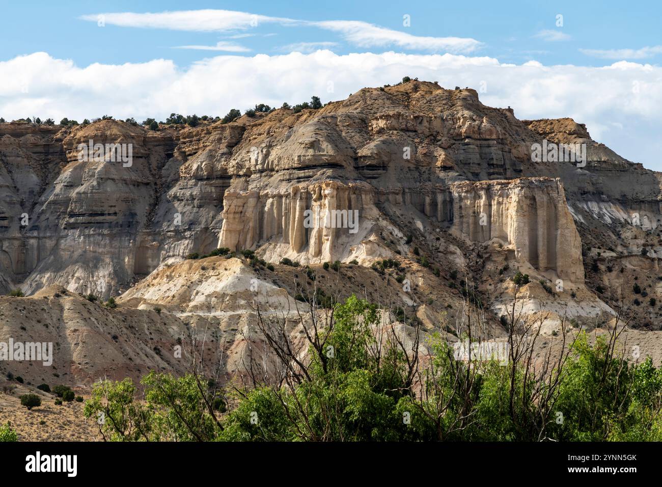 Gli hoodoo e i promontori rocciosi sorgono dall'arido paesaggio sud-occidentale del Grand Staircase-Escalante National Monument nello Utah, Stati Uniti Foto Stock