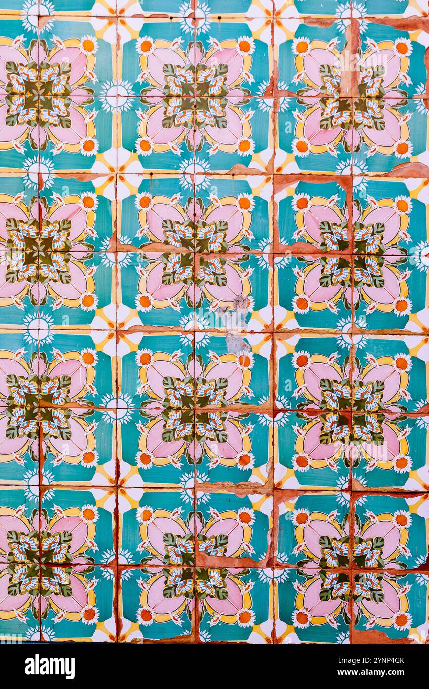 Piastrelle in ceramica portoghese. Elvas, Alentejo, Portogallo, Europa Foto Stock