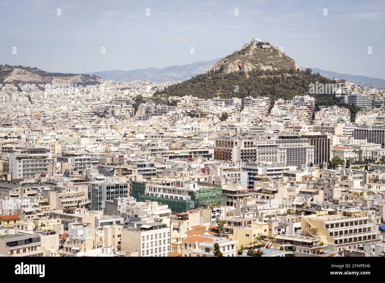 Vista della città dall'Acropoli. Atene, il centro di Atene. La Grecia Foto Stock