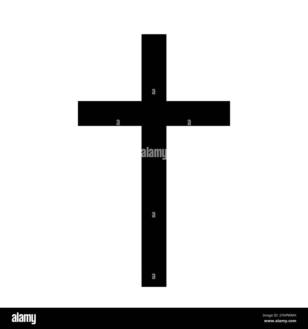 Formato vettoriale dell'icona della croce cristiana nera su sfondo bianco. Foto Stock