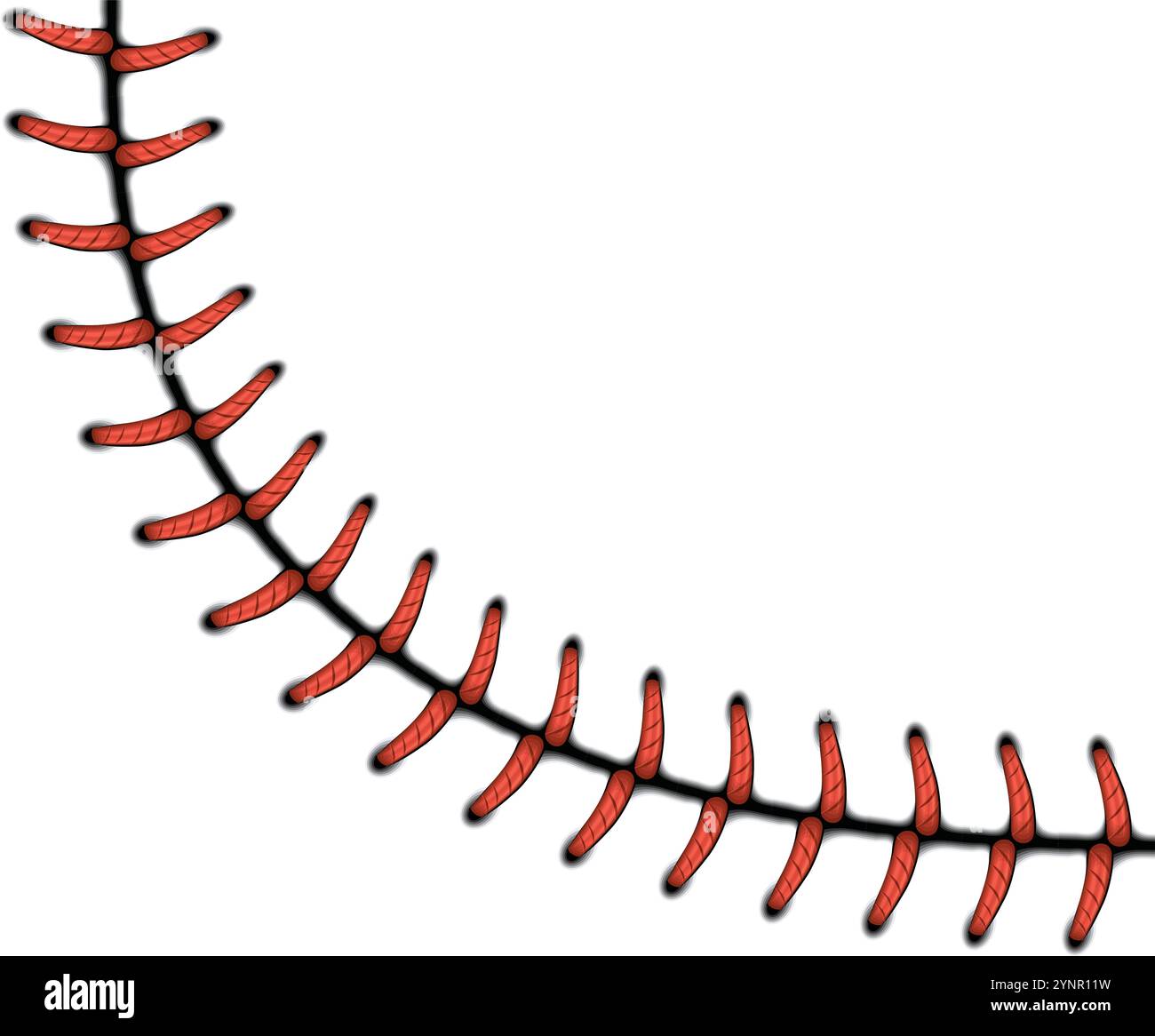 Cucitura curva. Bordo di ricamo. Cuciture in pelle rossa Illustrazione Vettoriale