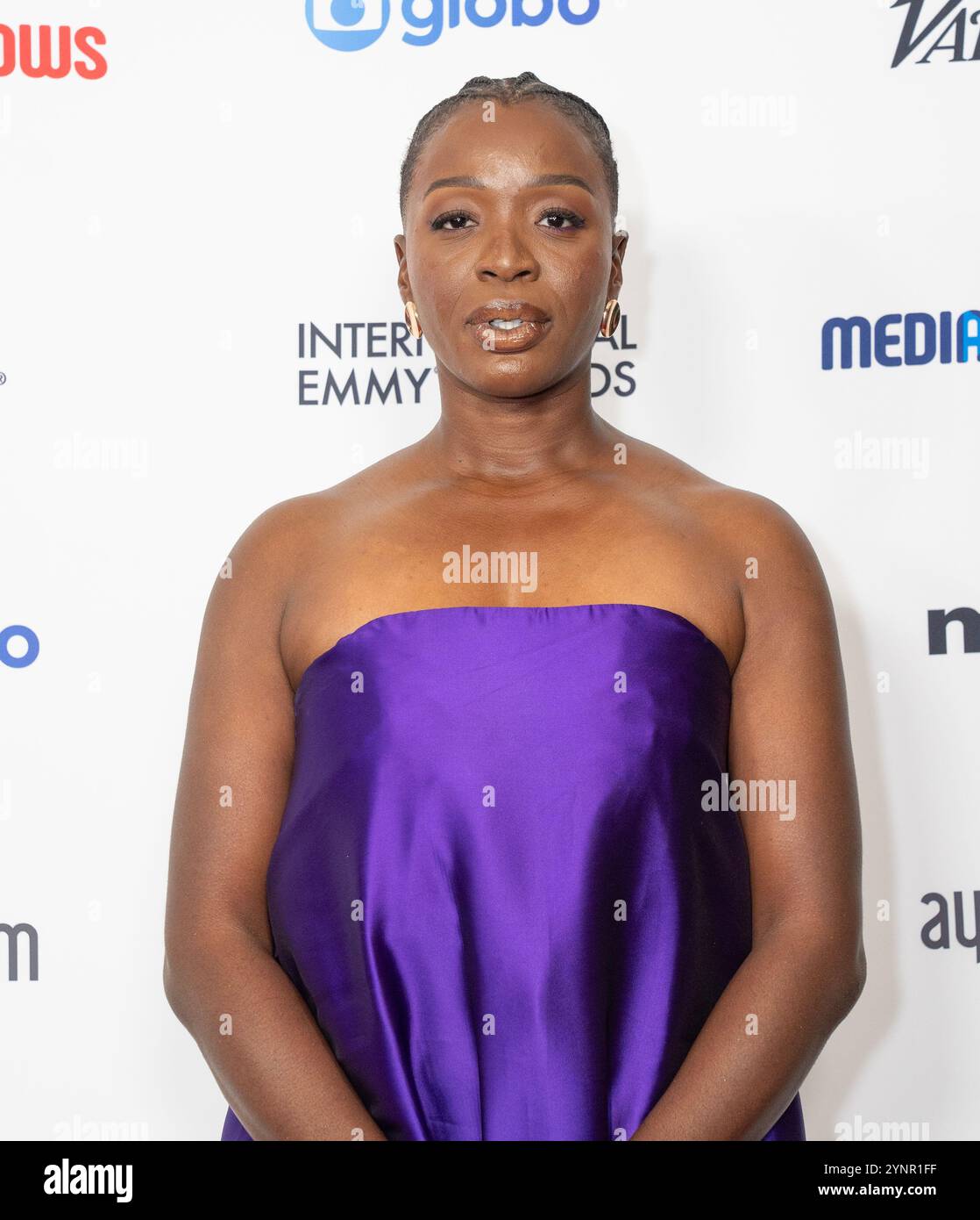 Folake Olowofoyeku partecipa agli International Emmy Awards all'Hilton Times Square Hotel di New York il 25 novembre 2024 Foto Stock