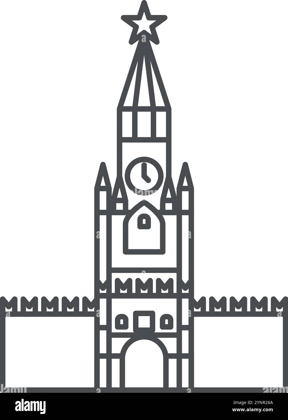 Icona della linea del Cremlino. Simbolo di Mosca. Architettura russa Illustrazione Vettoriale