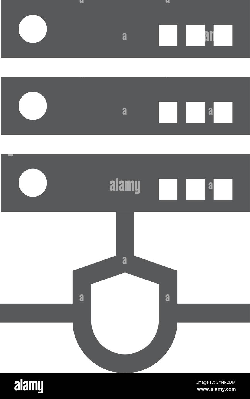 Icona nera protezione sistema server. Sicurezza del database Illustrazione Vettoriale