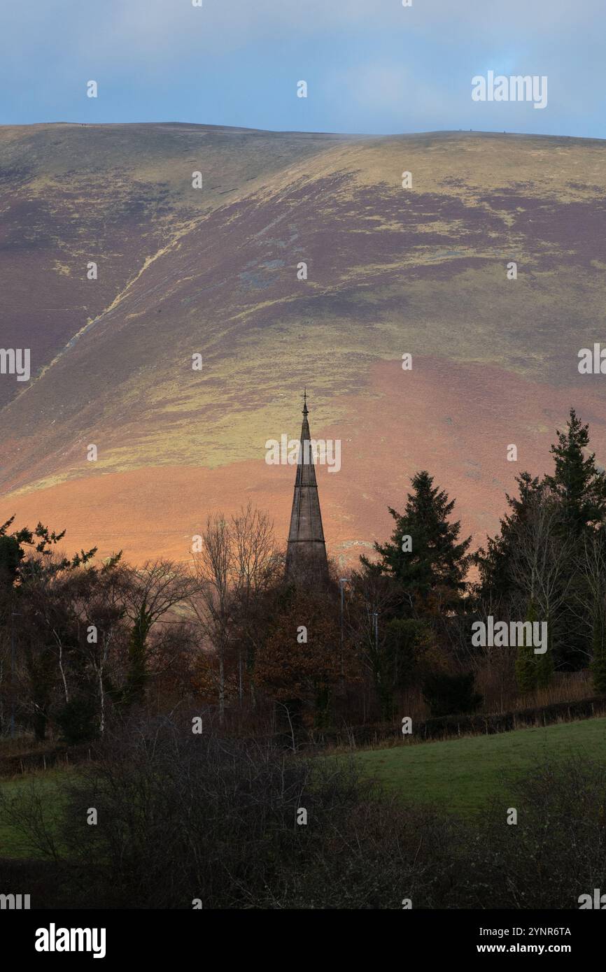 St Johns Church Spire, Keswick, Cumbria, Inghilterra Foto Stock