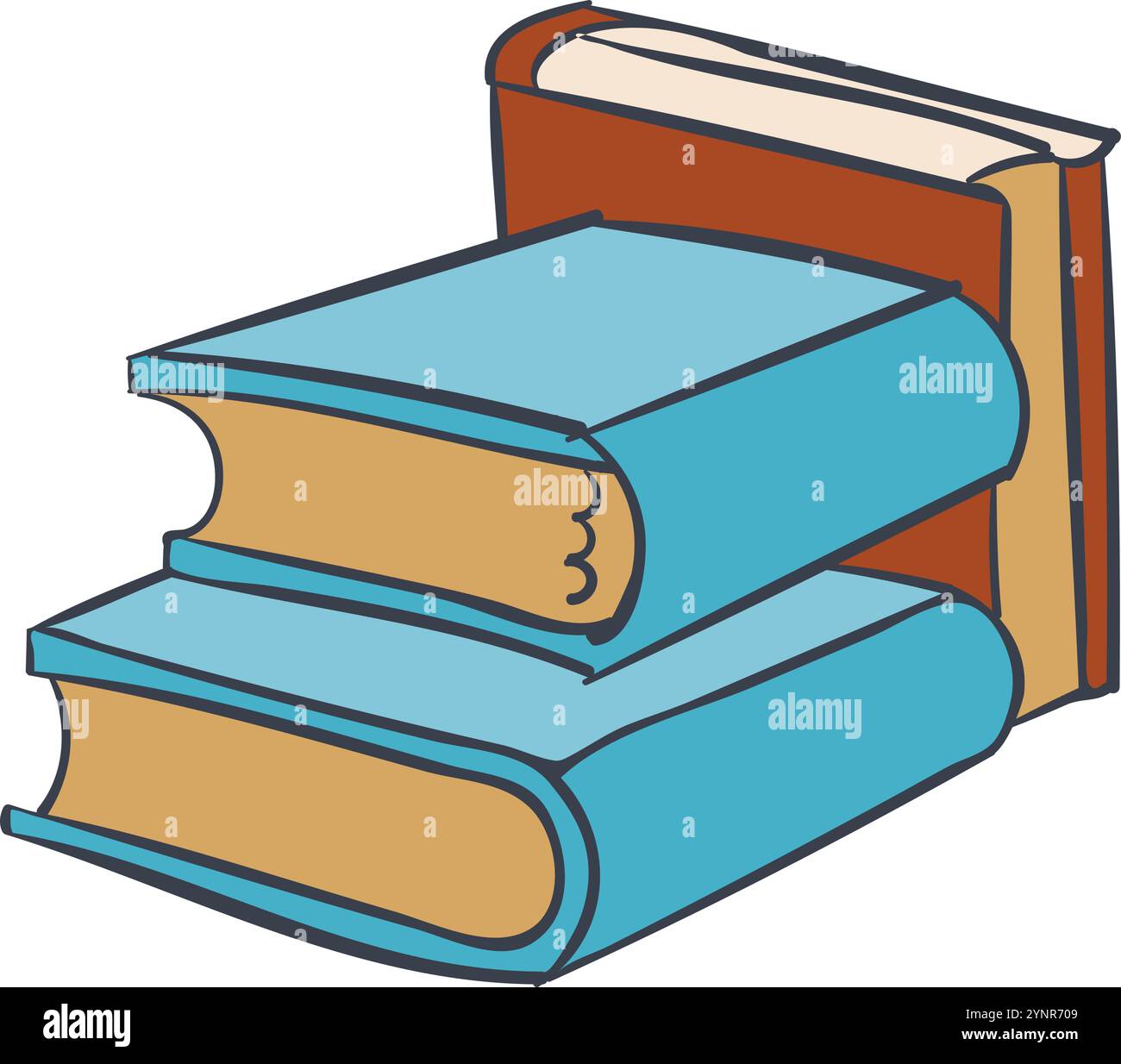 Disegno Bookstack. Libreria o libreria disegnata a mano su sfondo bianco Illustrazione Vettoriale