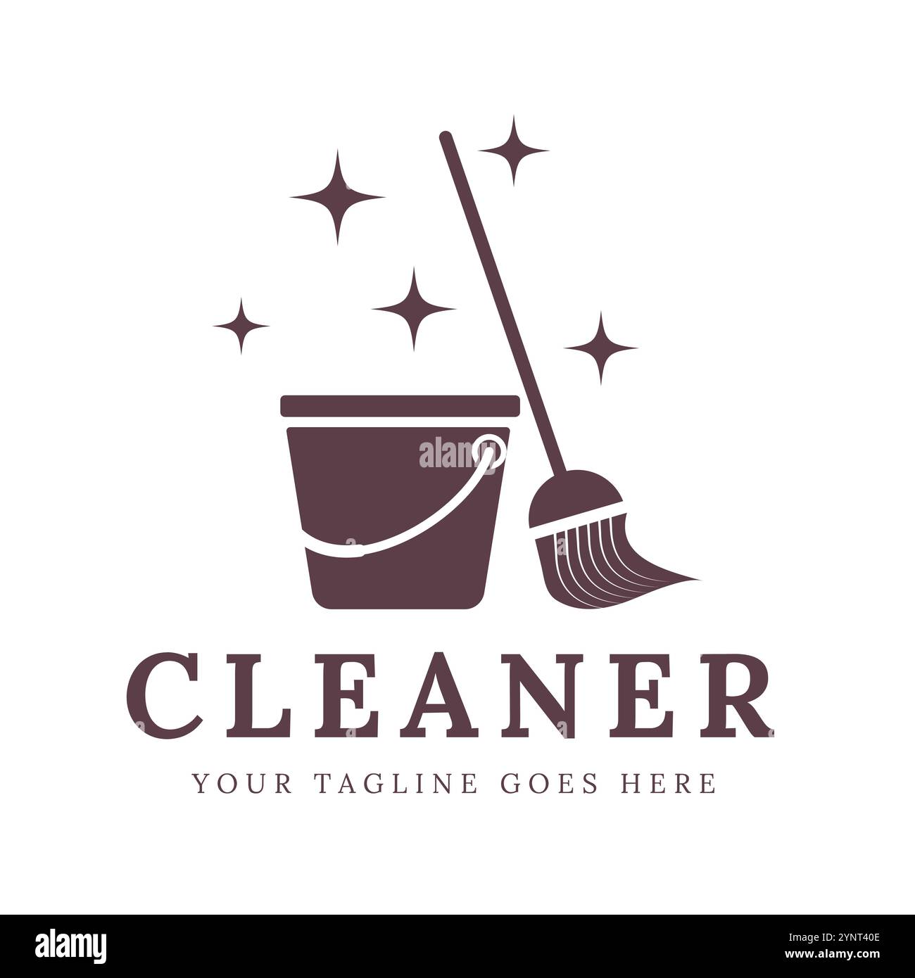 Logo per servizi di pulizia con icona Mop and Bucket, progettato in uno stile minimalista e professionale, adatto per pulizie domestiche o commerciali Illustrazione Vettoriale