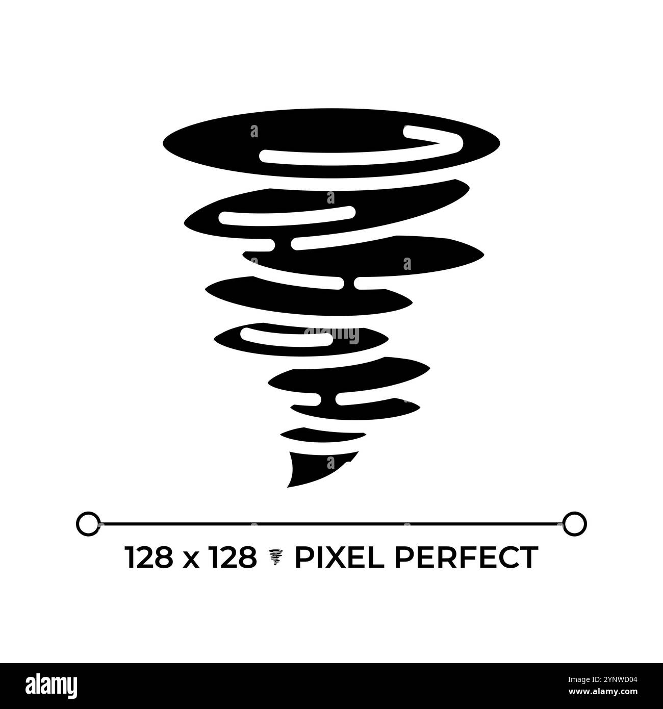 Icona del glifo nero tornado Illustrazione Vettoriale