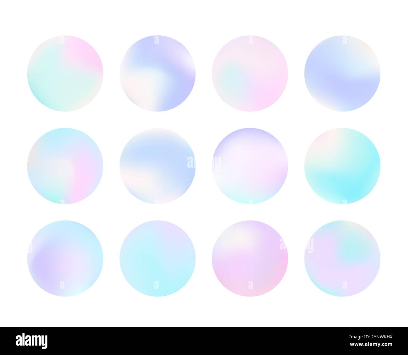 Sfere colorate iridescenti olografiche fluide Illustrazione Vettoriale