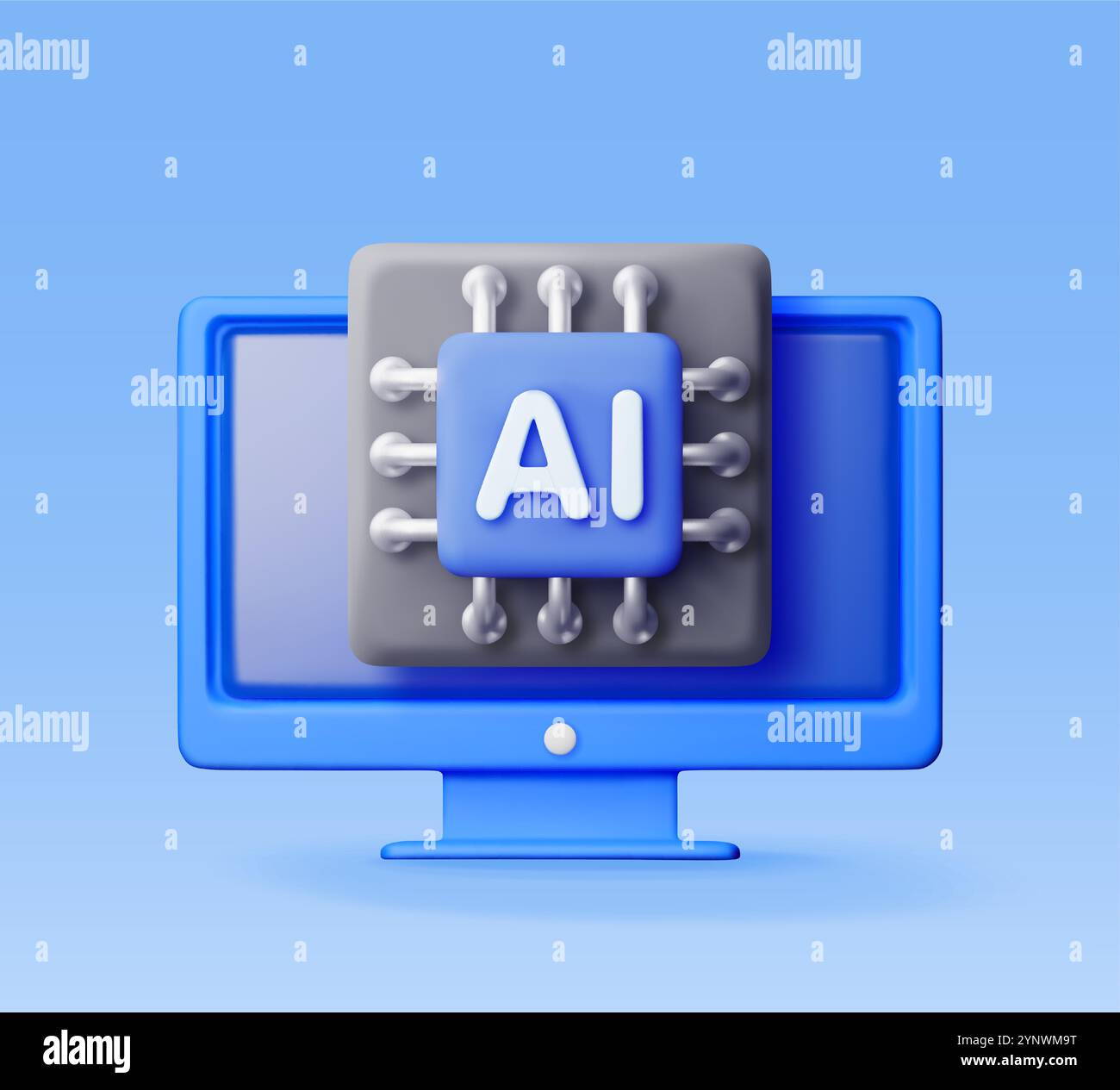 Chip ai 3d nel computer Illustrazione Vettoriale