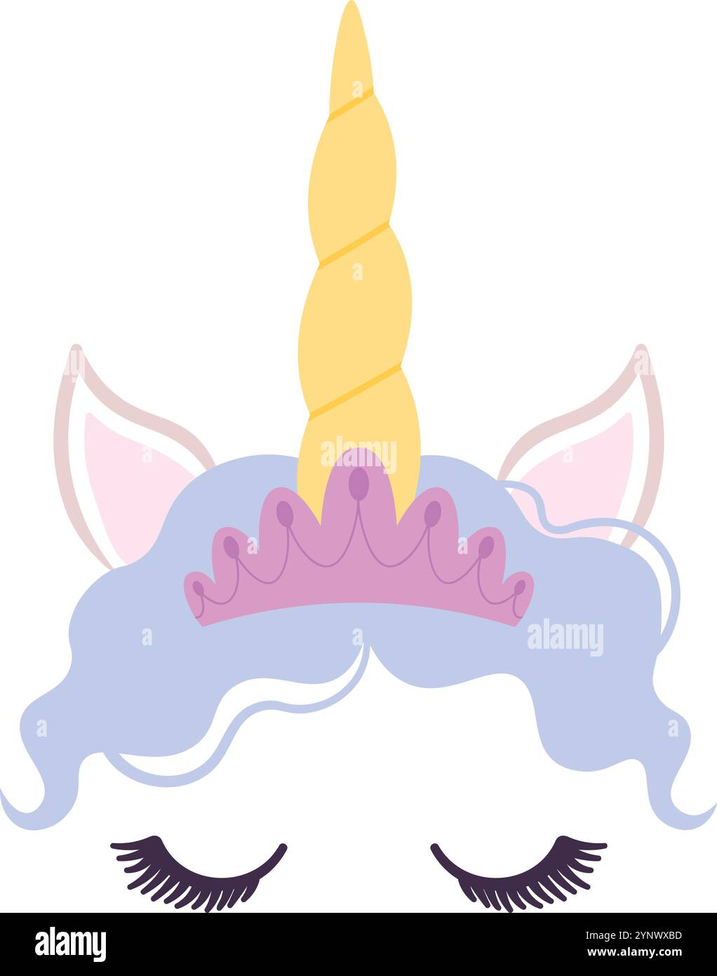 Un unicorno con una corona sulla testa Illustrazione Vettoriale