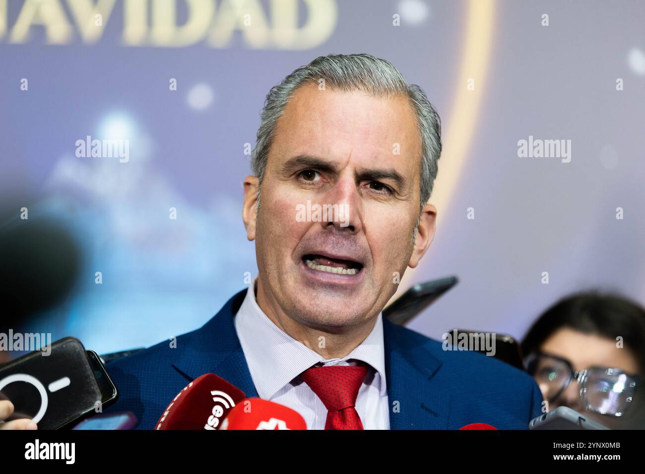 Madrid, Madrid, SPAGNA. 27 novembre 2024. JAVIER OERTEGA-SMITH, consigliere dell'Assemblea di Madrid, e segretario generale della VOX, partecipa all'inaugurazione della porta di Natale a Madrid (Credit Image: © Ignacio Lopez Isasmendi/ZUMA Press Wire) SOLO USO EDITORIALE! Non per USO commerciale! Foto Stock