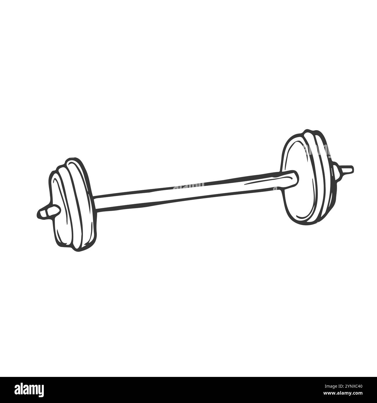 Figura sportiva di sollevamento pesi Doodle Style. Isolato Illustrazione Vettoriale