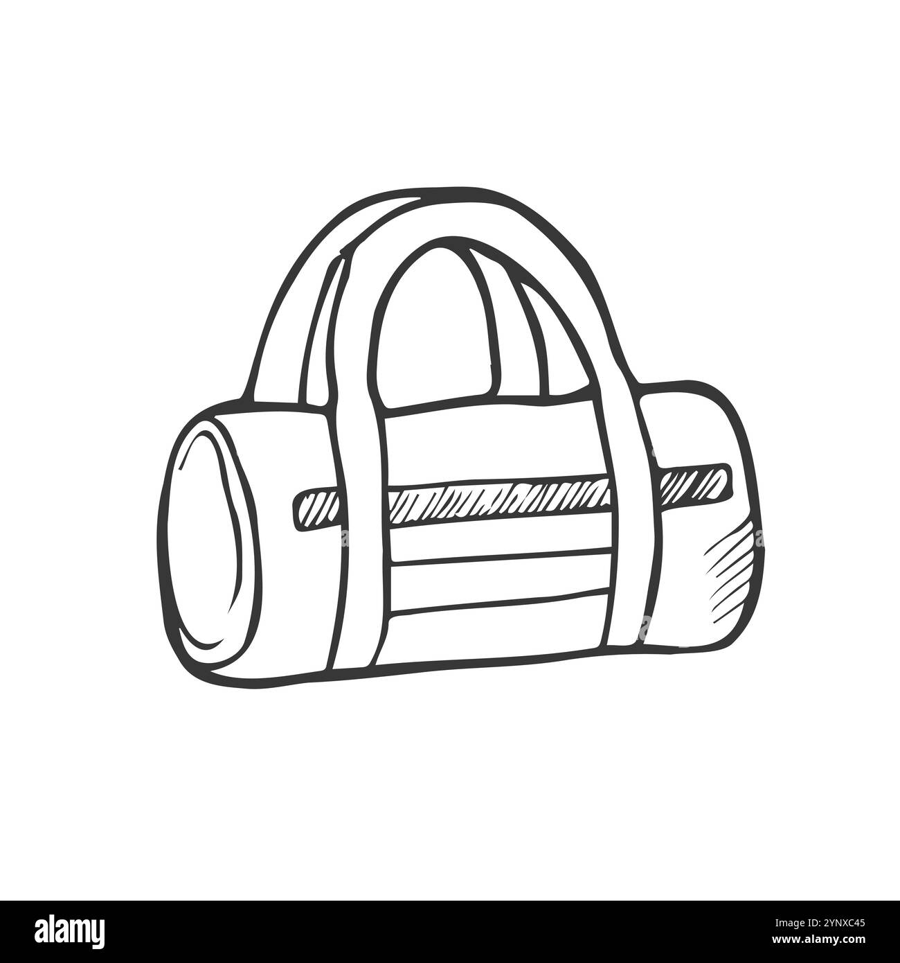 Borsa sportiva disegnata a mano simbolo di schizzo isolato su sfondo bianco. Borsa Vector Sports in stile trendy. Illustrazione Vettoriale