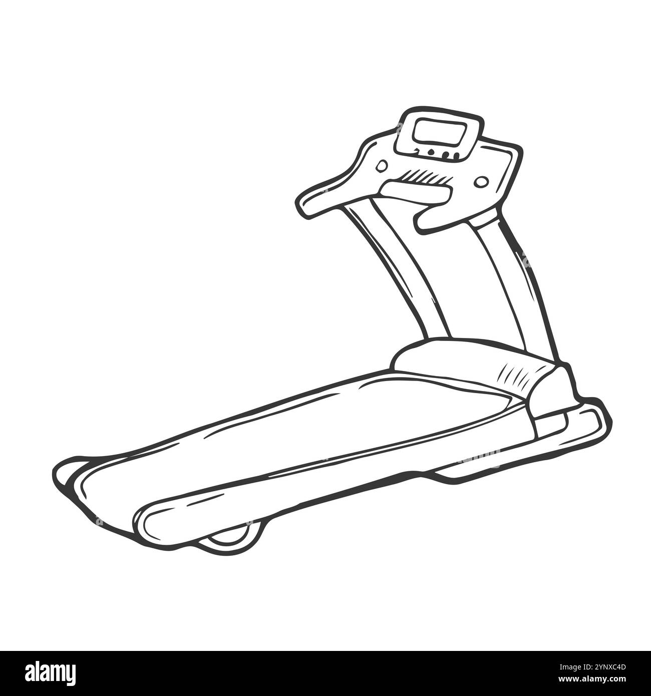 Doodle sketch macchina disegnata a mano palestra tapis roulant Illustrazione Vettoriale