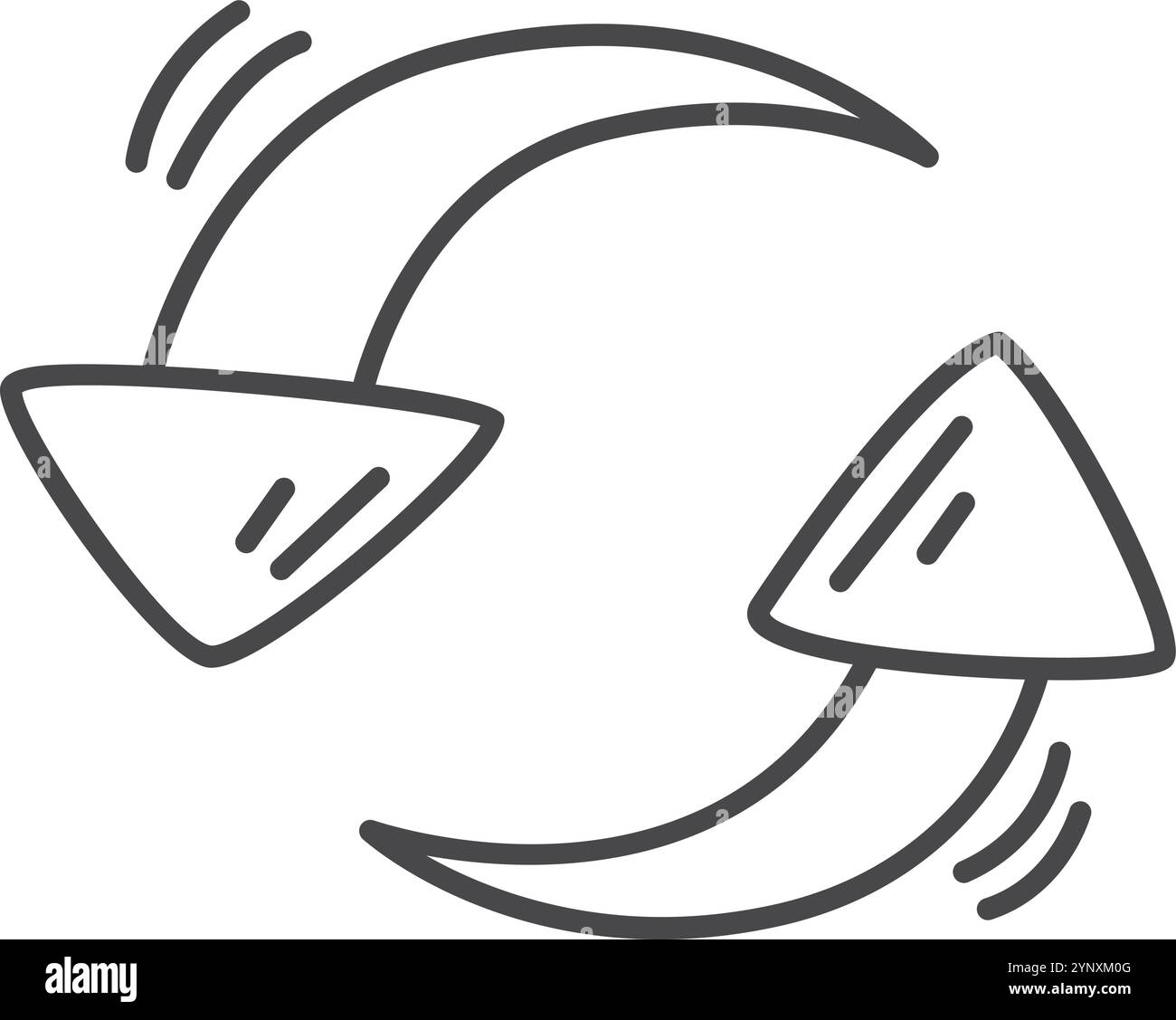 Un disegno in bianco e nero di due frecce che puntano in direzioni opposte Illustrazione Vettoriale