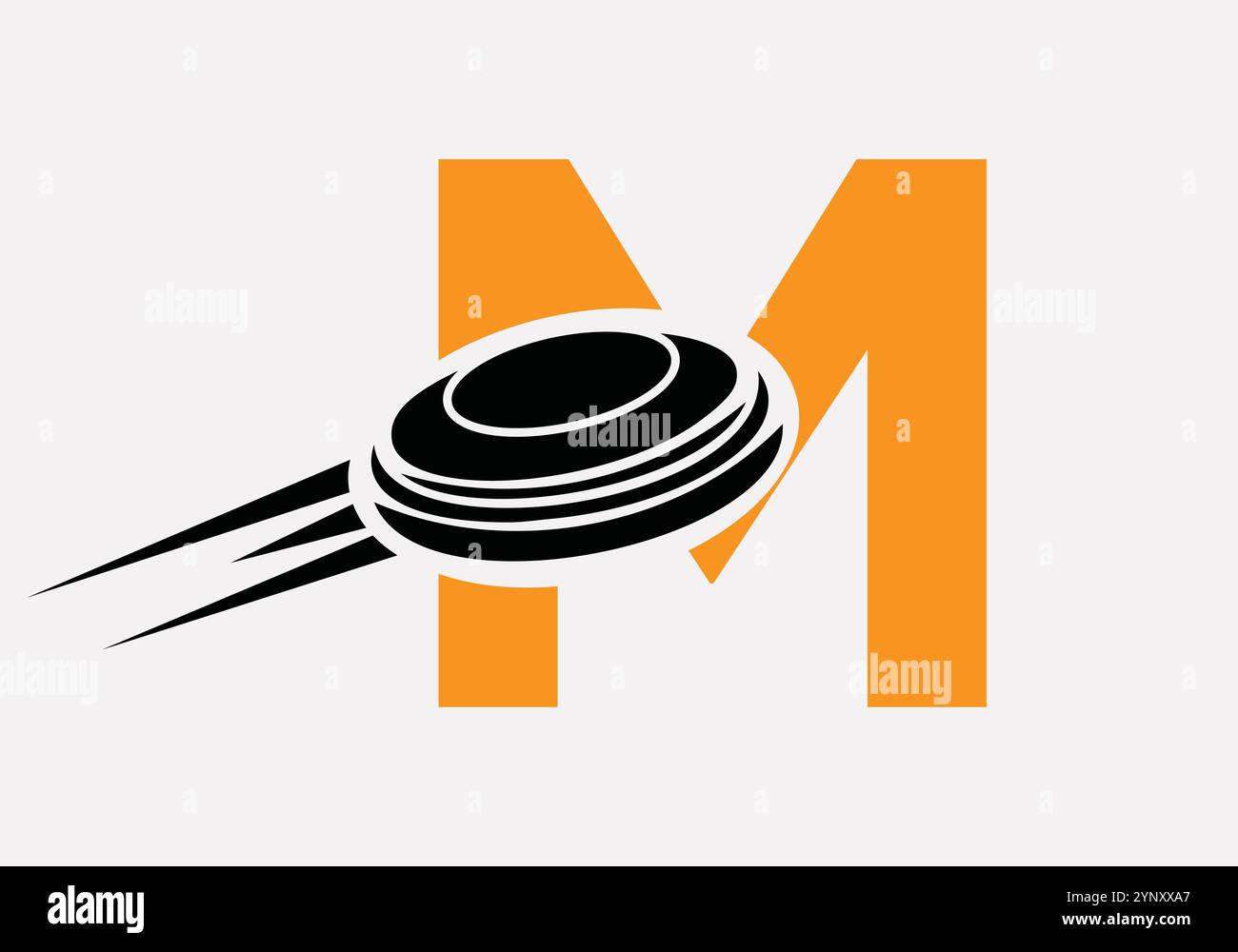 Lettera iniziale M Hockey Puck Logo modello vettoriale Illustrazione Vettoriale