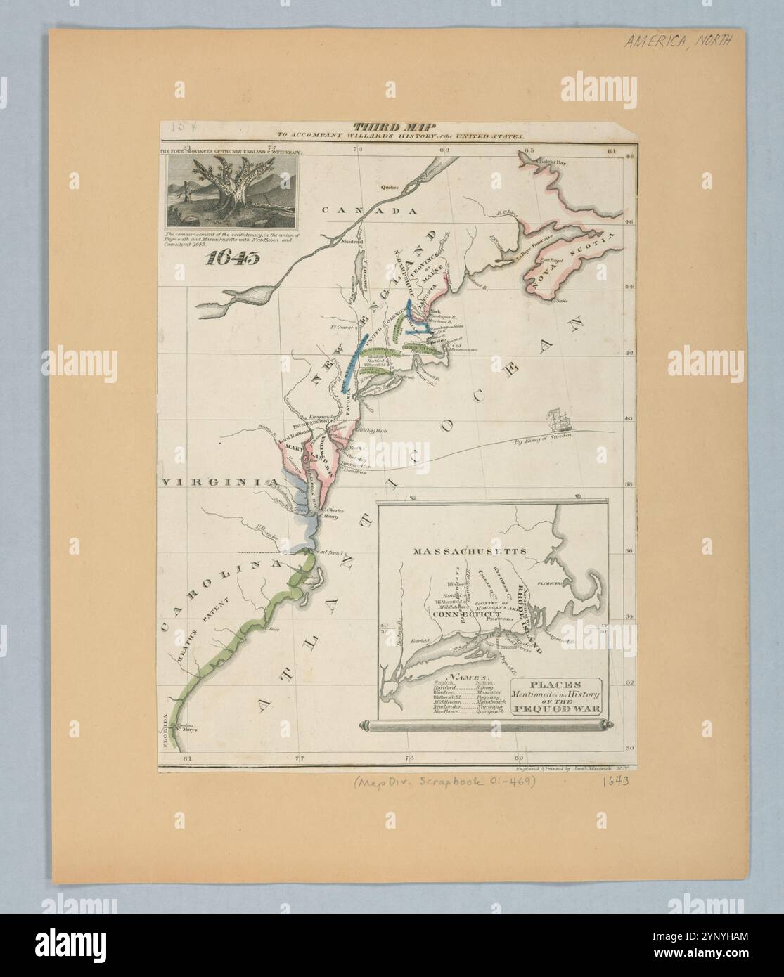 Terza mappa per accompagnare Willard's History of the United States 1829 di Willard, Emma, 1787-1870 Foto Stock