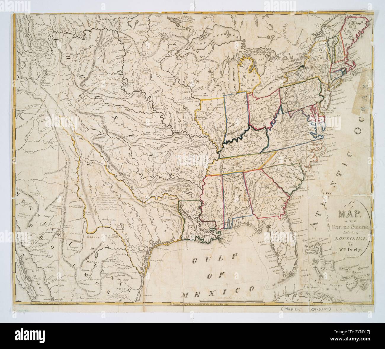 Una mappa degli Stati Uniti, inclusa la Louisiana 1818 di Darby, William, 1775-1854 Foto Stock