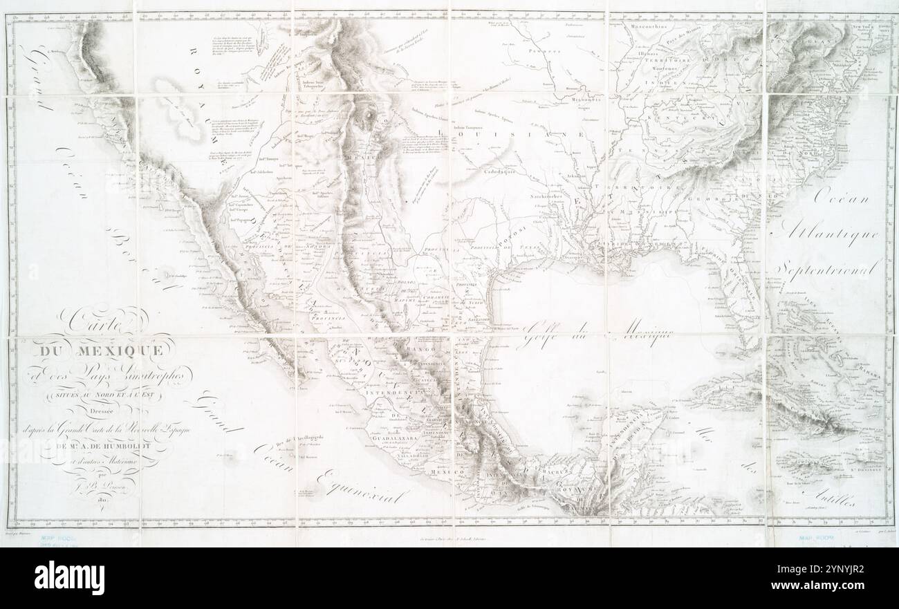 Carte du Mexique et des pays limitrophes situÃ©s au nord et Ã l'est : dressÃ©e d'aprÃ¨s la grande carte de la Nouvelle Espagne de Mr. A. de Humboldt et d'autres matÃ©riaux 1811 di Humboldt, Alexander von, 1769-1859 Foto Stock