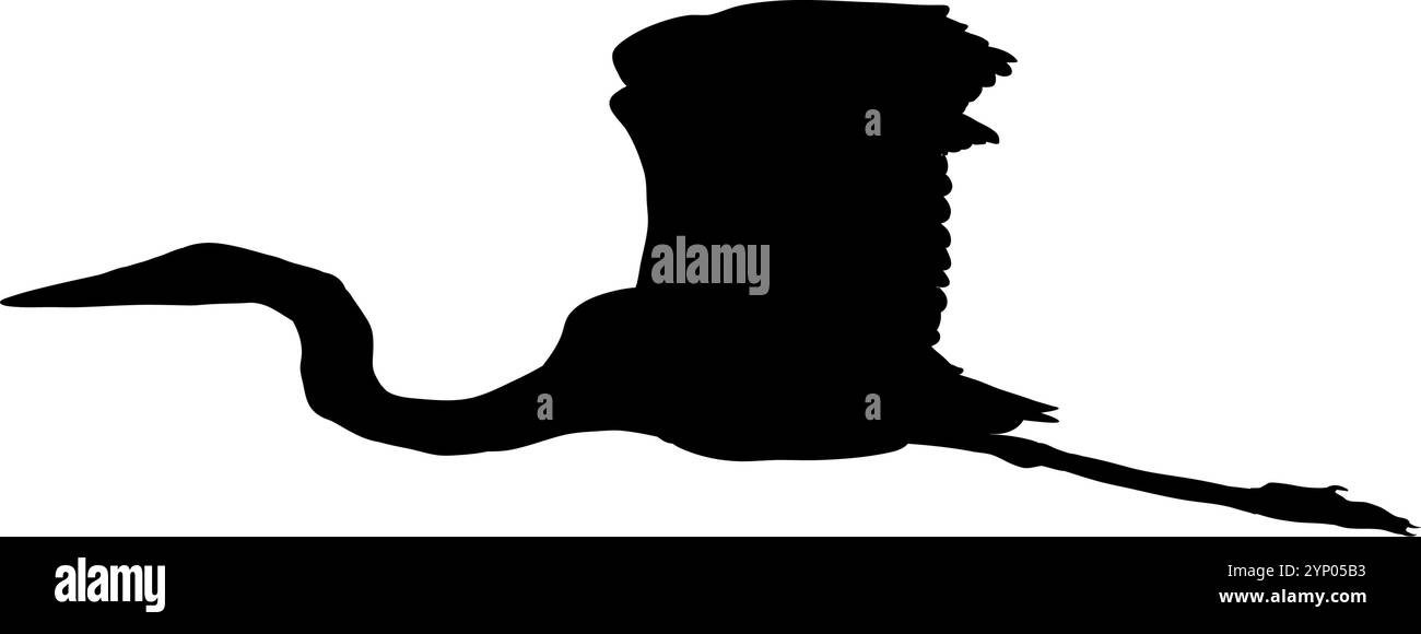 silhouette di un airone volante, uccello volante Illustrazione Vettoriale