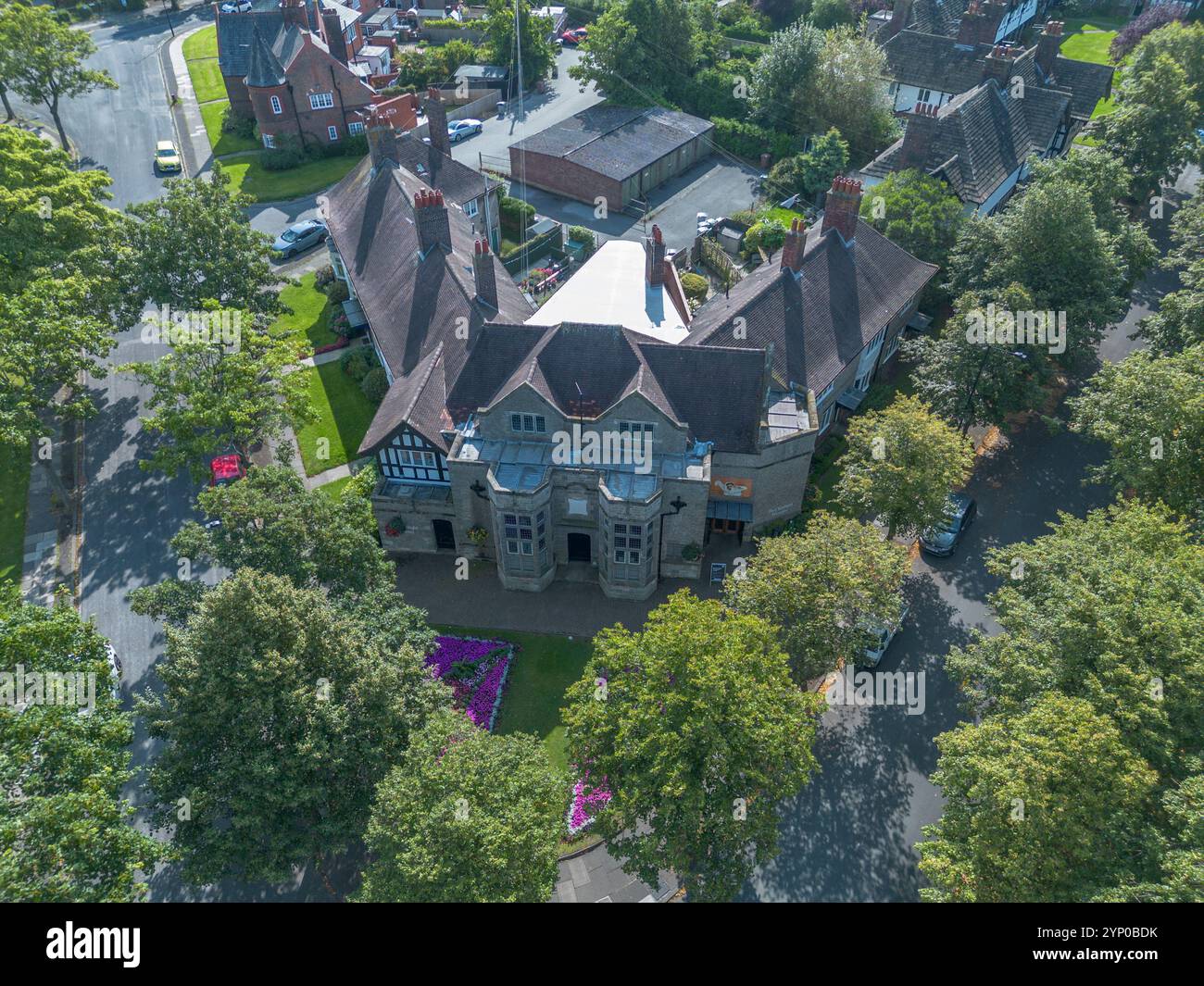 Vista aerea del Port Sunlight Museum, Port Sunlight, Regno Unito. Foto Stock