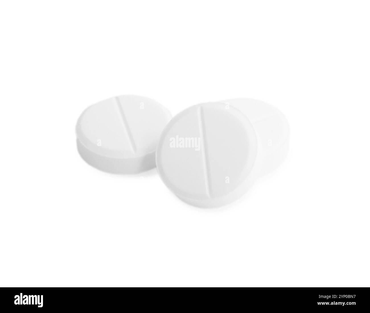 Pillole antibiotiche isolate su bianco. Trattamento medico Foto Stock