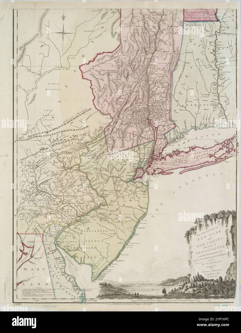 Le province di New York e New Jersey: Con parte della Pensilvania, e i governi di Trois Rivieres, e Montreal 1768-- da Holland, Samuel, 1728-1801 Foto Stock