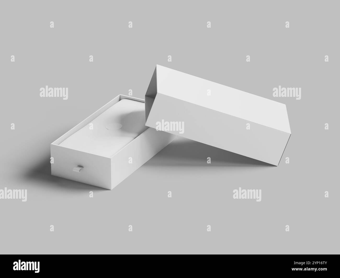 Immagine 3D con rendering 3D con riquadro di scorrimento vuoto realistico Foto Stock