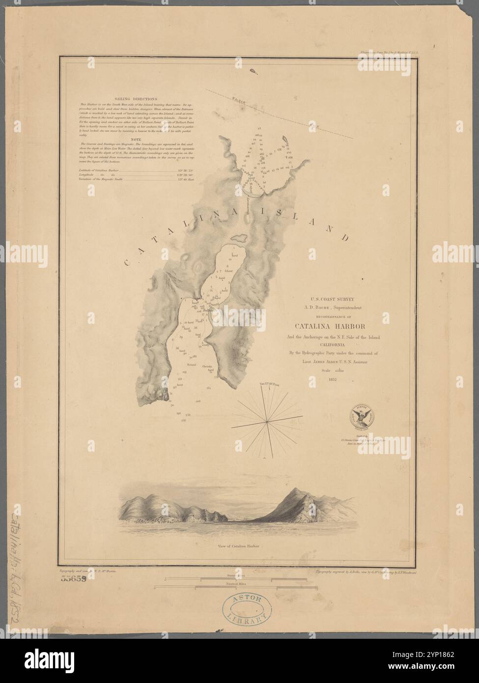 Ricognizione del porto di Catalina : e l'ancoraggio sul lato N.E. dell'isola, California 1852 da Alden, James, 1810-1877 Foto Stock