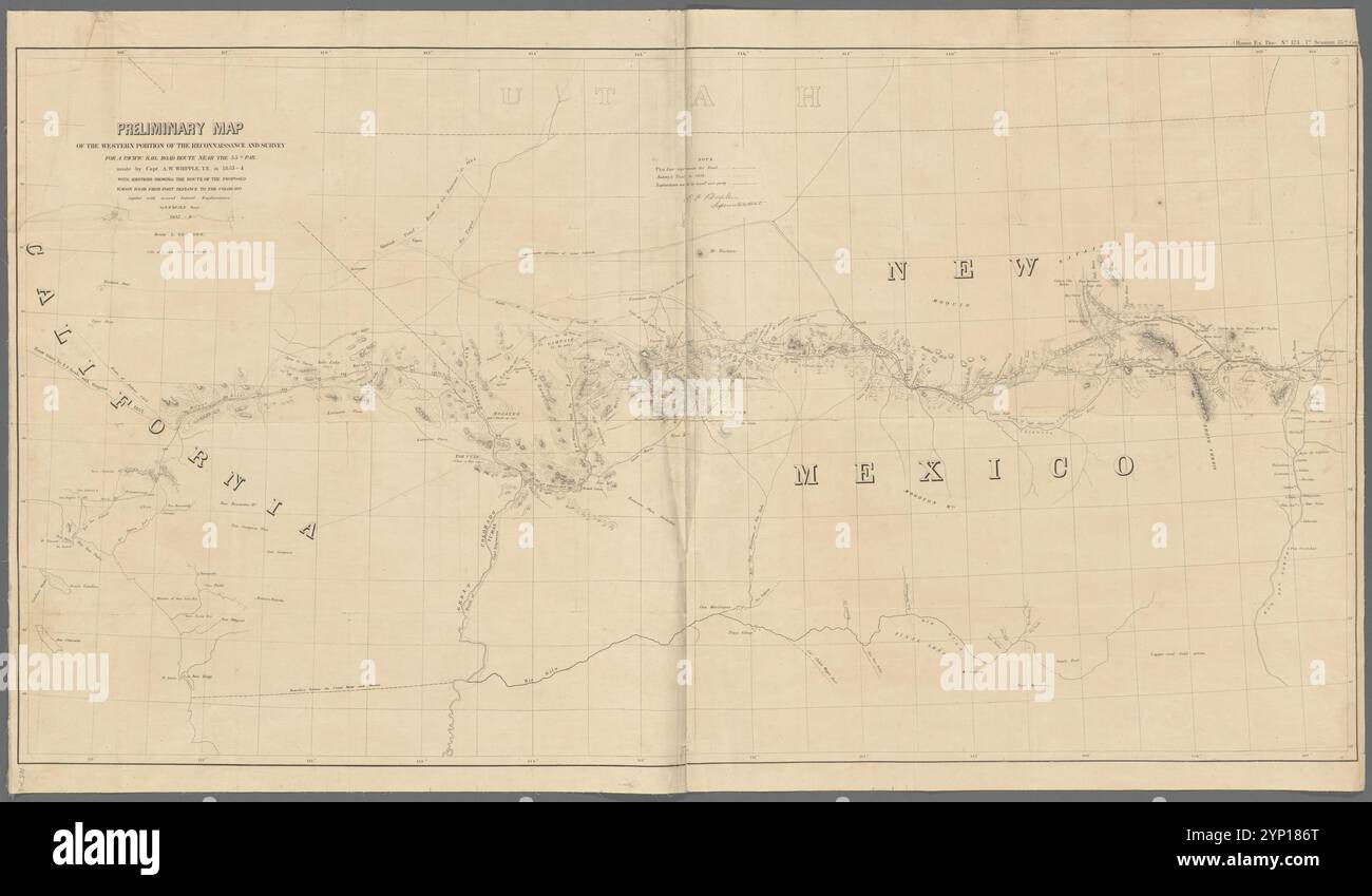 Mappa preliminare della parte occidentale della ricognizione e indagine per un percorso ferroviario del Pacifico vicino al 35° par. 1858 di Beale, Edward Fitzgerald, 1822-1893 Foto Stock