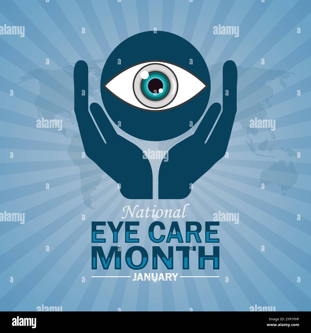 National Eye Care Month gennaio. Concetto di vacanza. Modello per sfondo, banner, scheda, poster con iscrizione di testo. Illustrazione Vector moderna Illustrazione Vettoriale