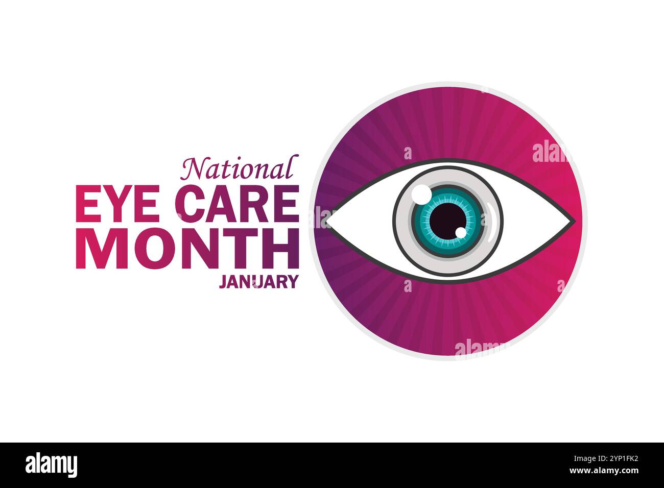 Carta da parati di gennaio National Eye Care Month con forme e tipografia, striscione, scheda, poster, modello. National Eye Care Month gennaio Illustrazione Vettoriale