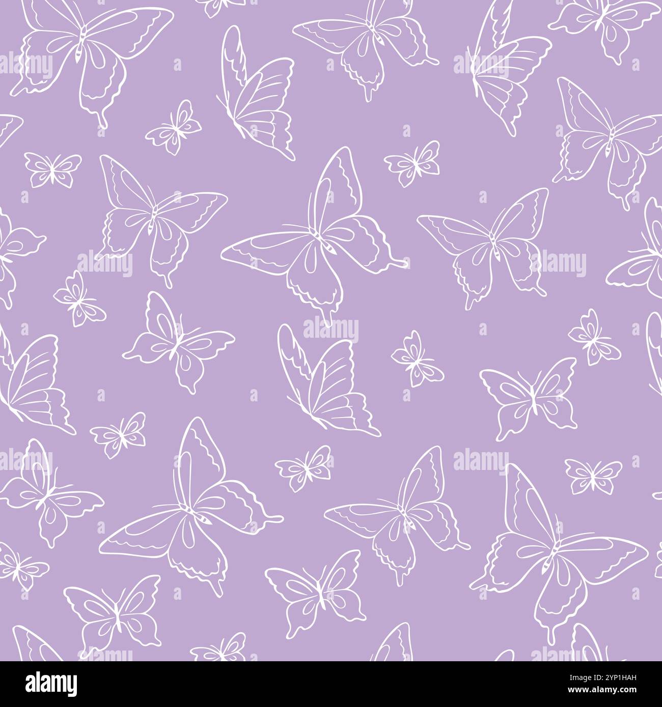 Grazioso motivo in stile scandinavo, boho, minimalismo in colori pastello viola. Farfalle. Decorazioni per la nursery, la baby shower e i tessuti Illustrazione Vettoriale