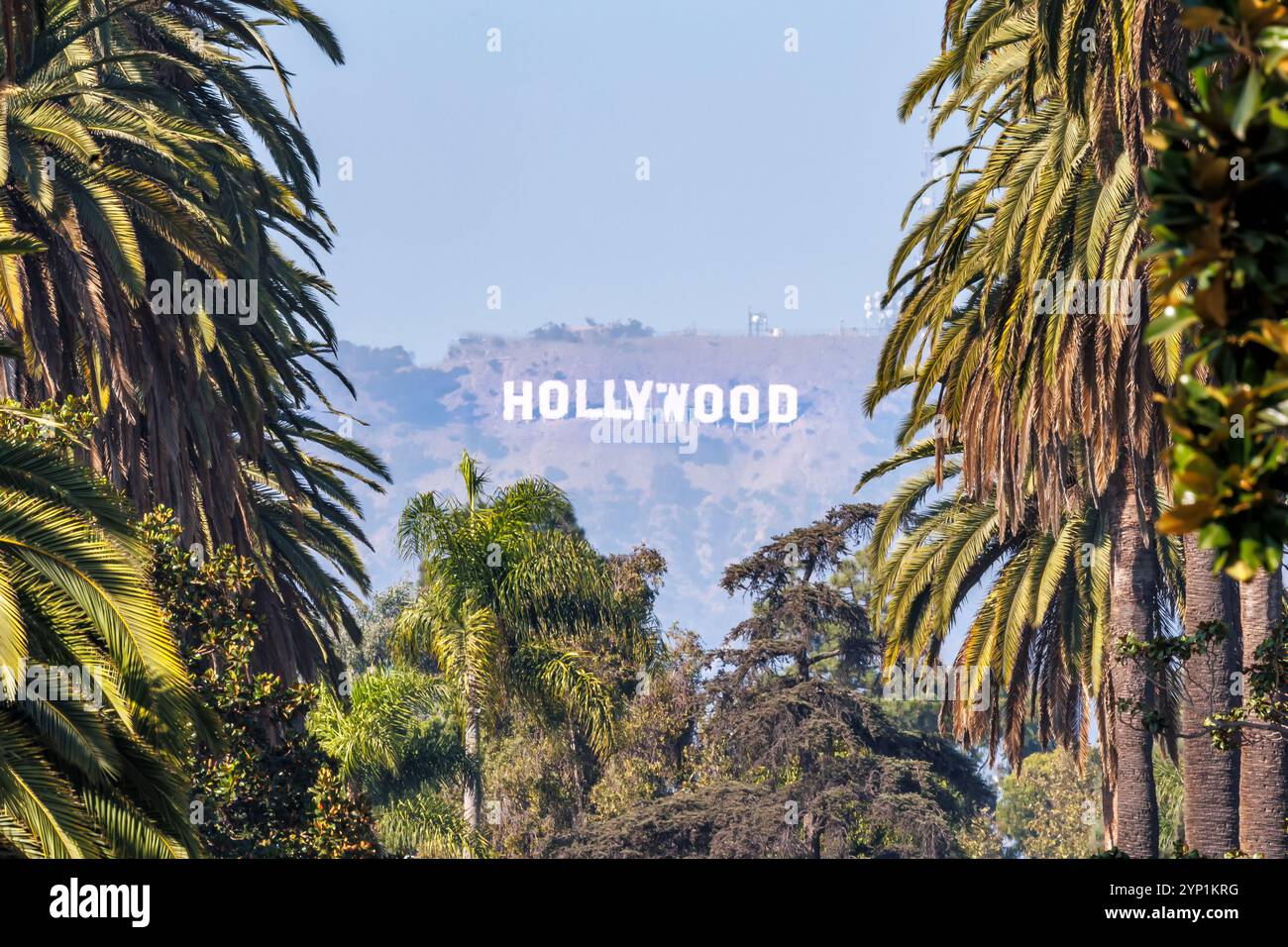 Insegna di Hollywood a Mount Mt Lee a Los Angeles, negli Stati Uniti Foto Stock