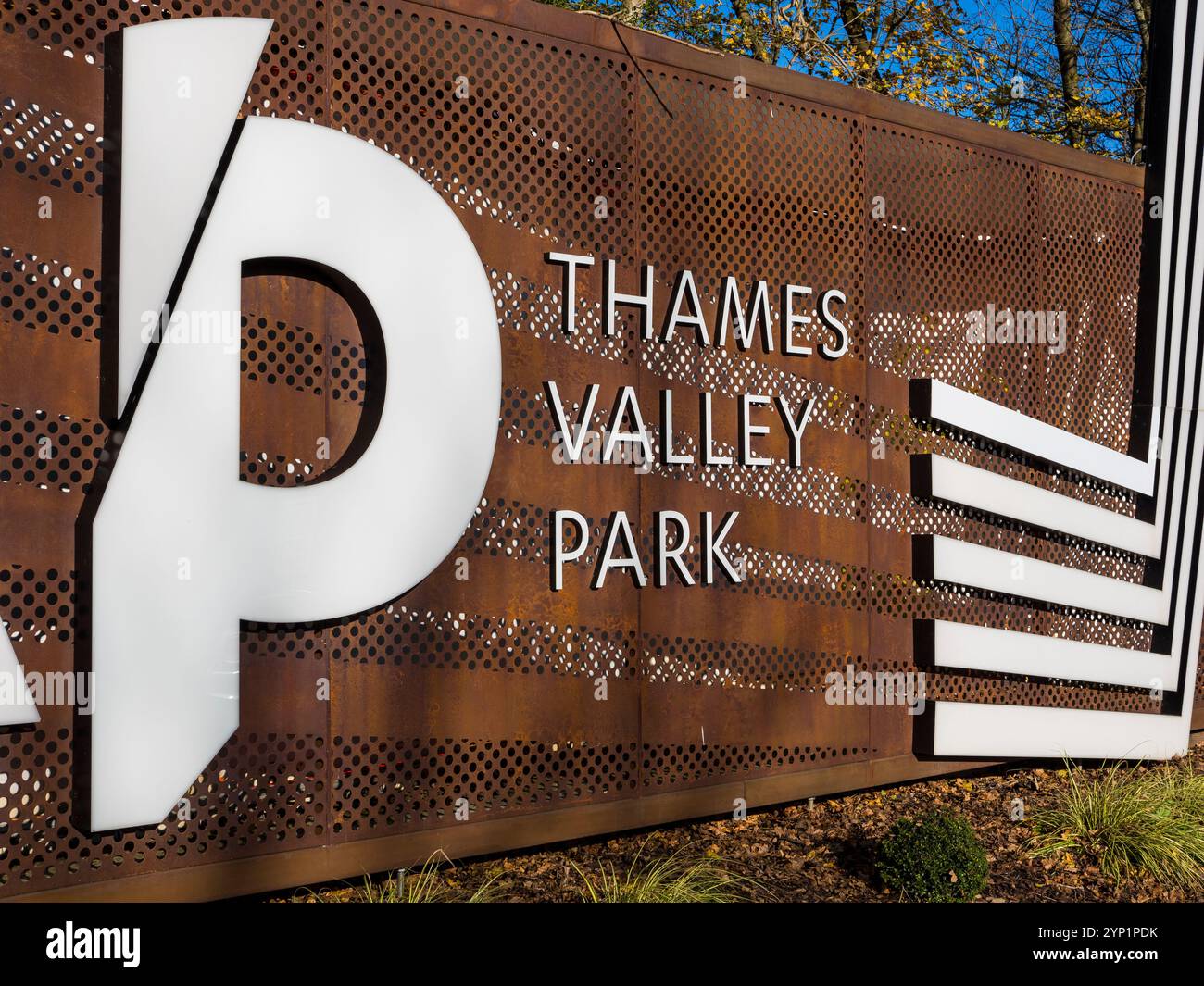 Cartello per The Thames Valley Park, Reading, Berkshire, Inghilterra, Regno Unito, GB. Foto Stock