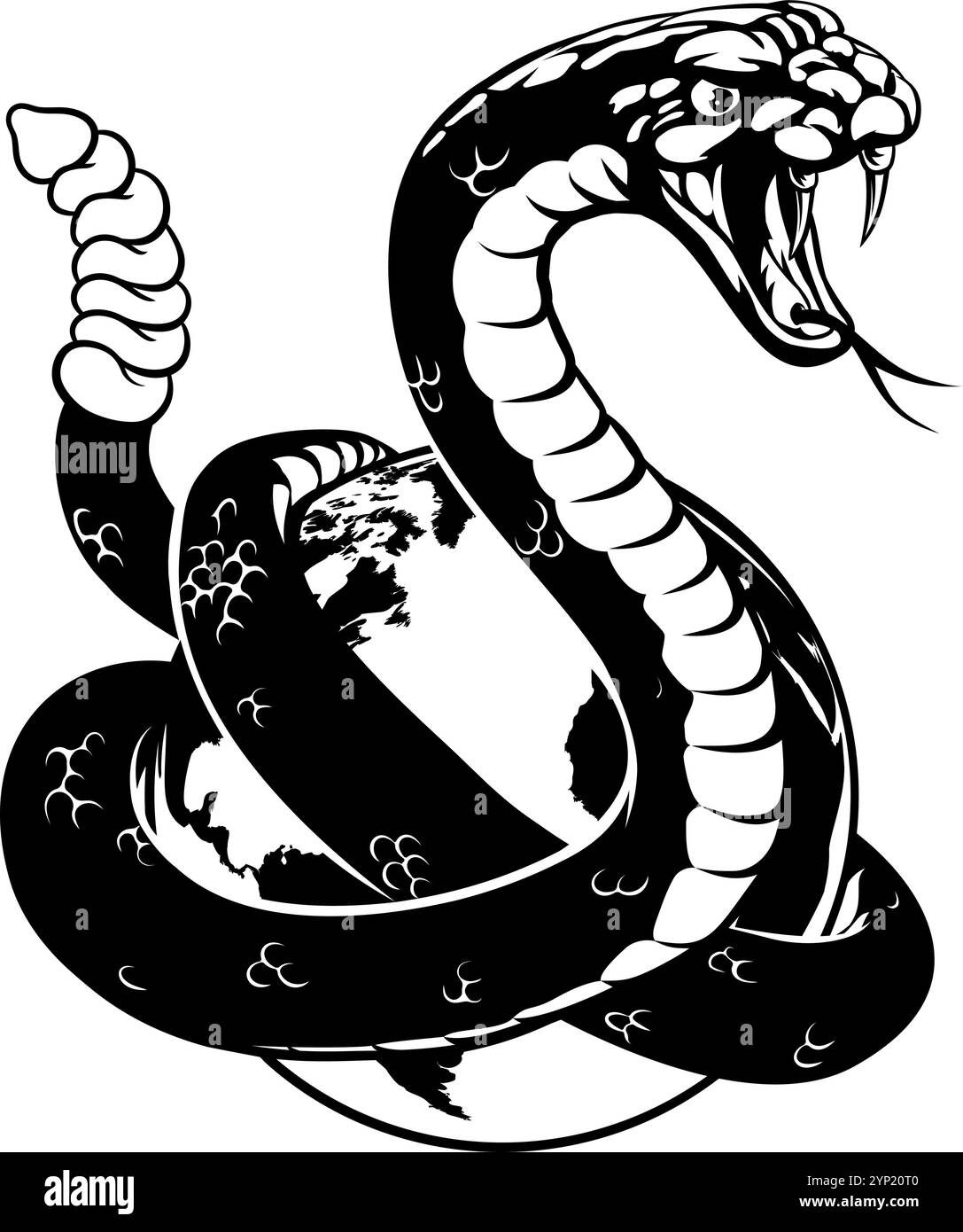 Concetto del globo della terra di Snake del mondo di Rattlesnake Illustrazione Vettoriale